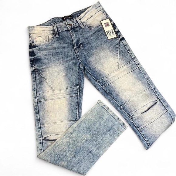 South Pole Other - NWT SouthPole Jeans Mens 32x32 Blue‎ Stacked Skinny Stonewash Denim Biker